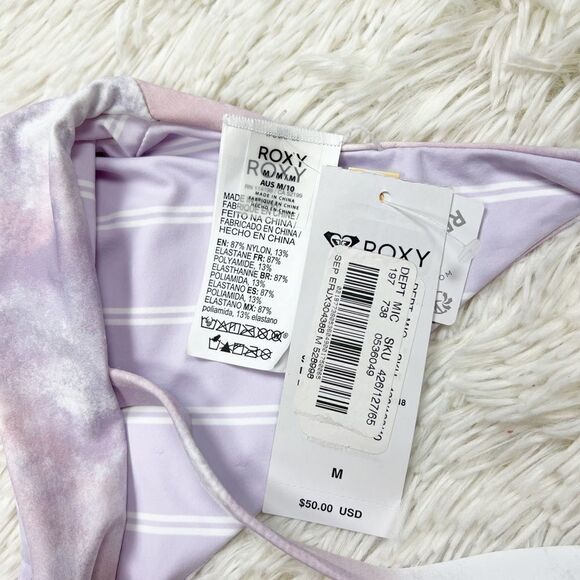 Roxy Sea & Waves Purple Reversible Triangle Bikini Size Medium - Picture 7 of 8